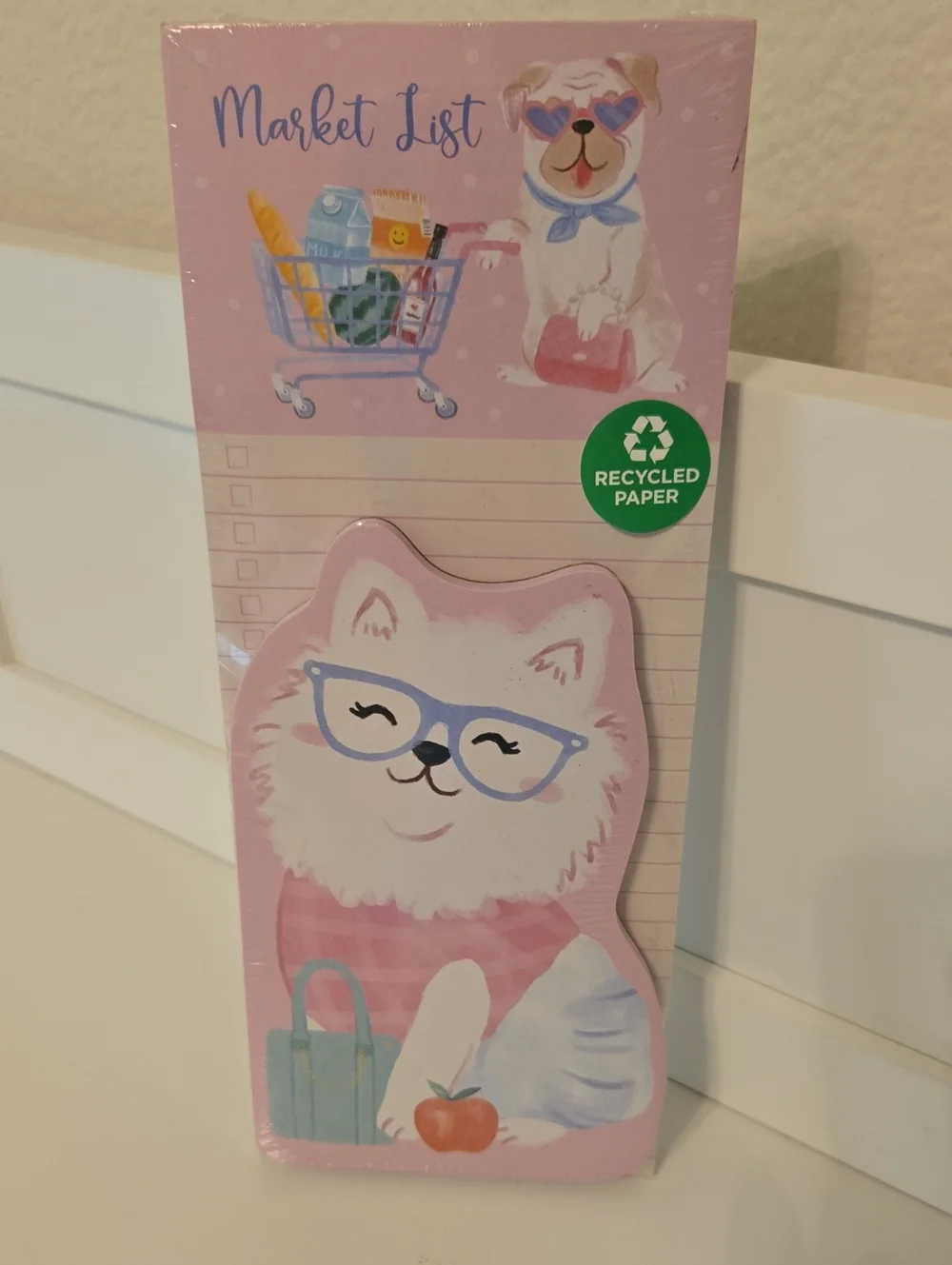 Pink Cat Market List Notepad - Recycled Paper Nwt